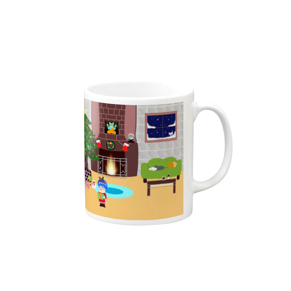 ロジローのロジローショップのクリスマス Mug :right side of the handle