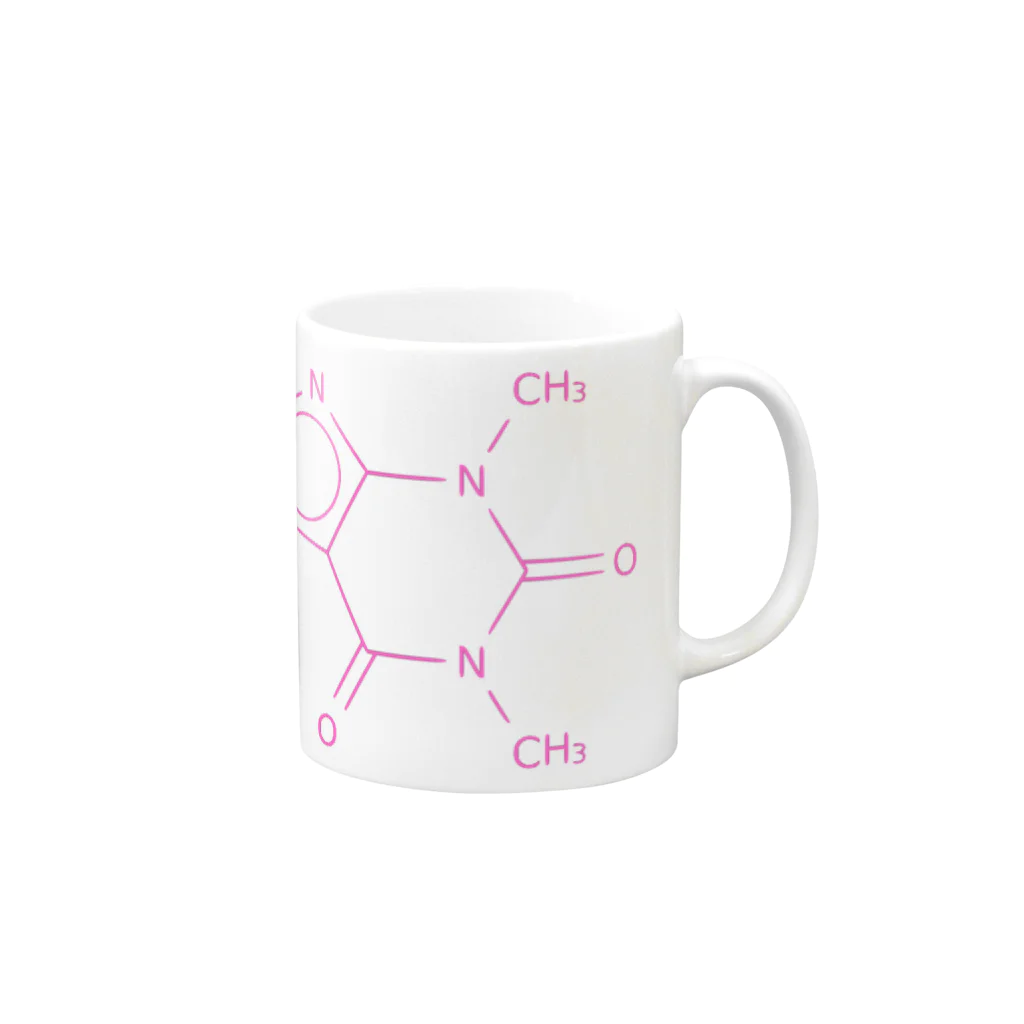 分子構造のカフェインの分子構造 マグカップの取っ手の右面