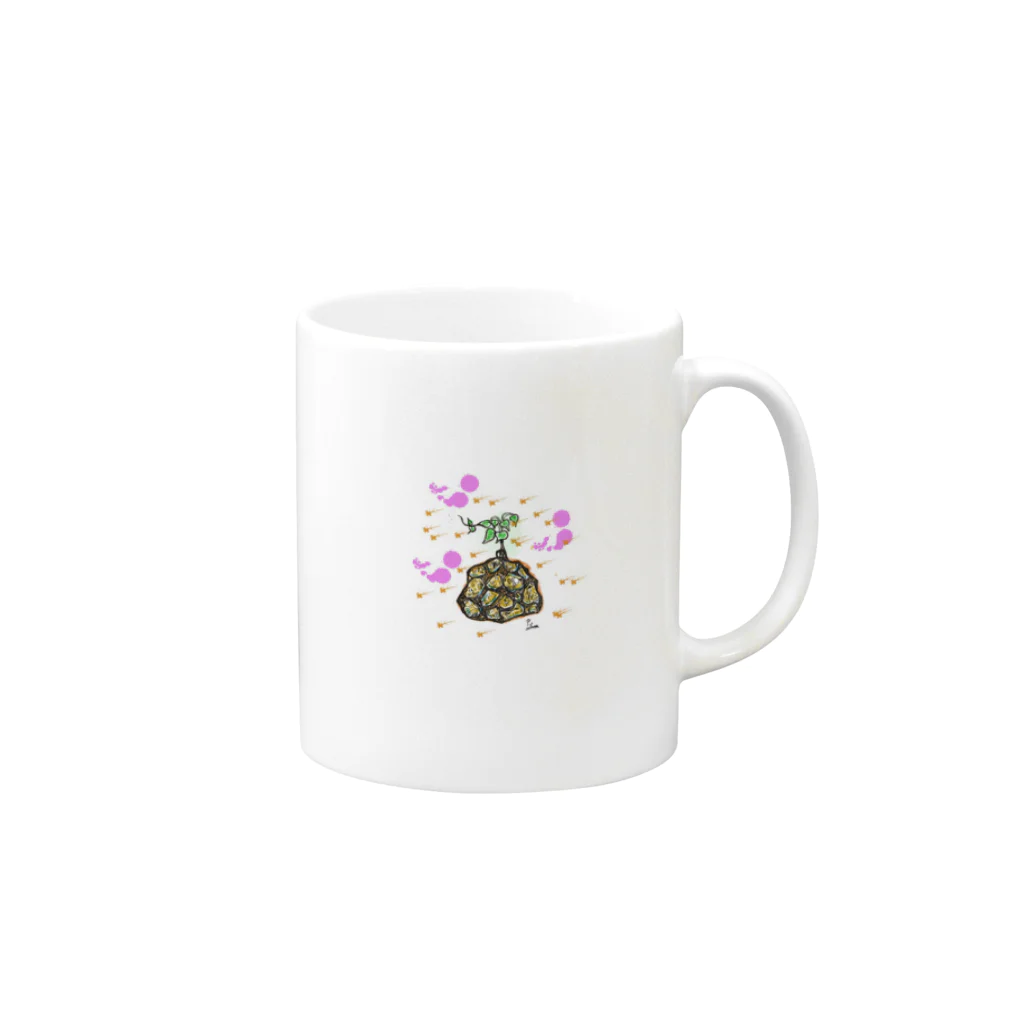 植物雑貨専門店＠ぴざぁるの【限定一点】亀甲竜　キュートver. Mug :right side of the handle