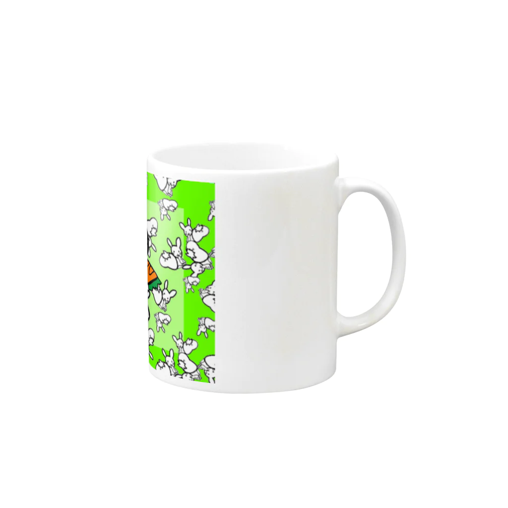 🤍一ノ瀬 彩 🐇⸒⸒ suzuri支店🤍のｶｵｽうさぎ:緑【多+1】 Mug :right side of the handle