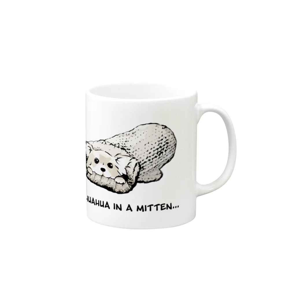 犬グッズの店しえるぶるーのミトンに入ったチワワ(クリーム)   Mug :right side of the handle