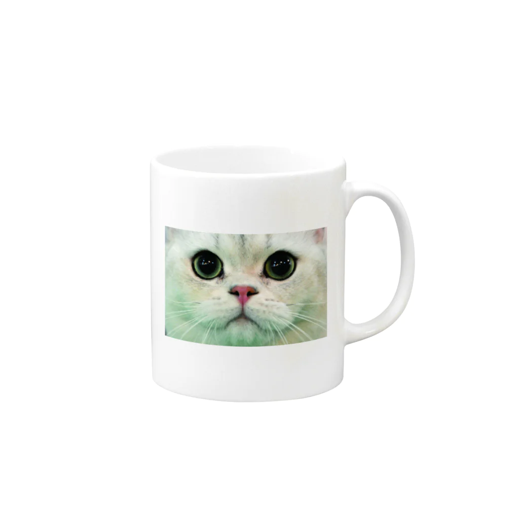 ねこがすき。のWHITE CAT Mug :right side of the handle