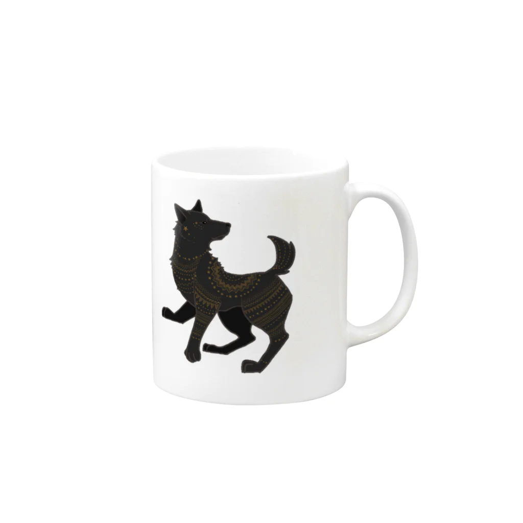 もちねこやの星を纏う犬 Mug :right side of the handle