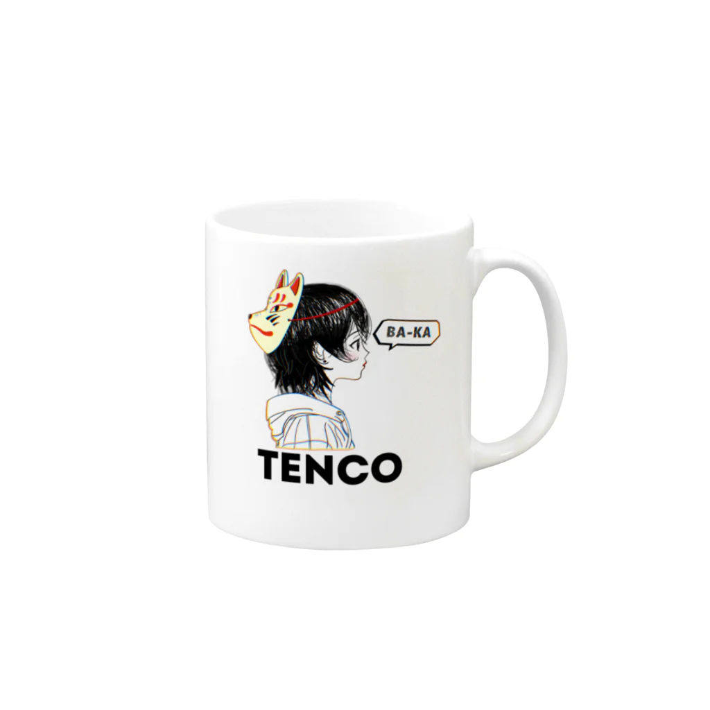 TENCO shopのTENCOちゃん（黒ロゴ） マグカップの取っ手の右面