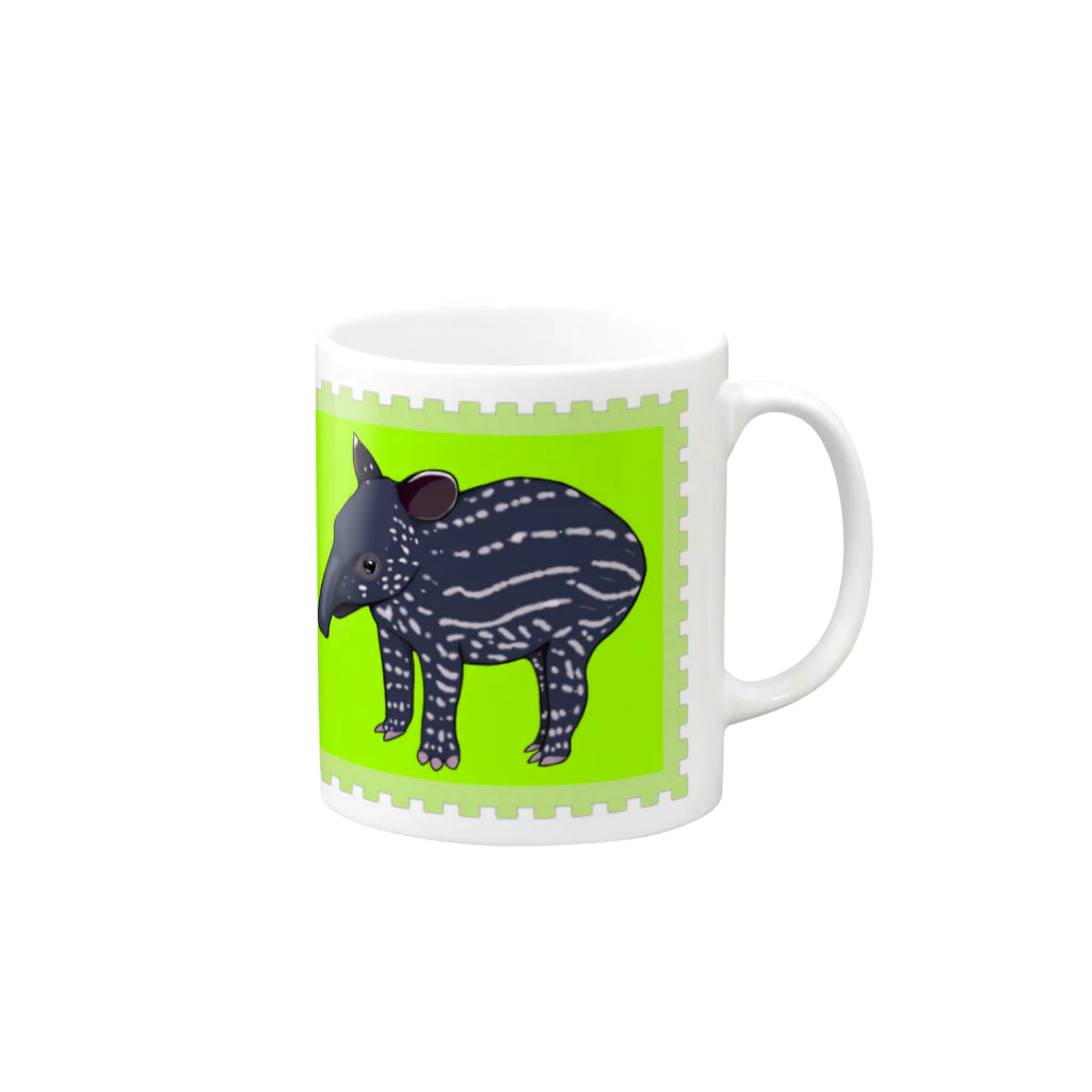 LalaHangeulのBaby Malayan tapir(マレーバクの子供) Mug :right side of the handle