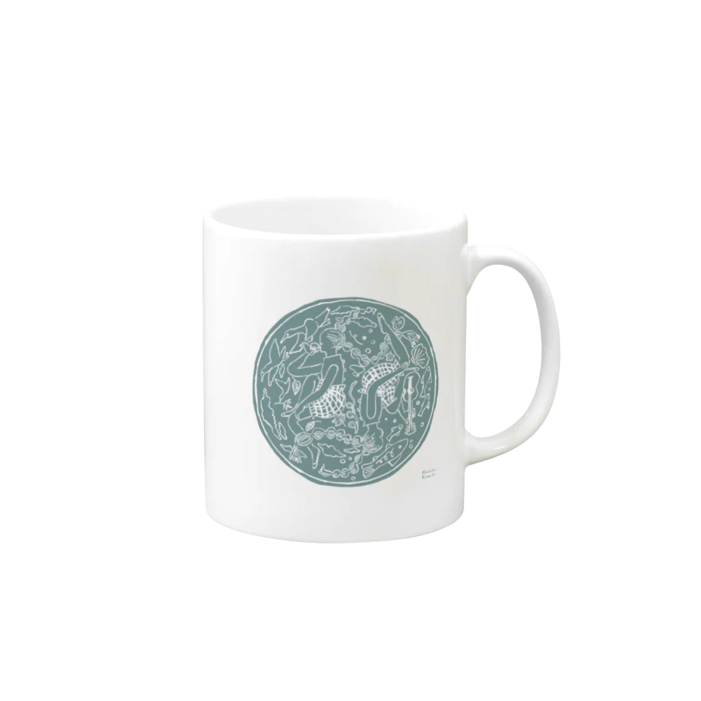 EMOTO KUMIKO'S STOCKのfish&birds Mug :right side of the handle