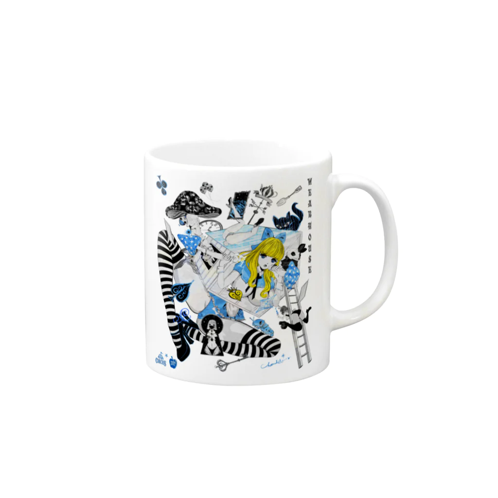 loveclonesのWEARHOUSE 家を着る少女とウサギ人形のマッドポップ Mug :right side of the handle