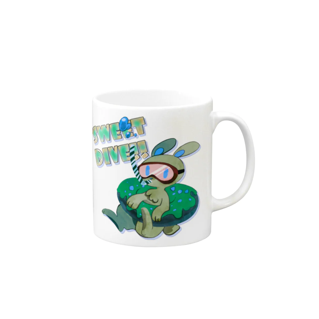 采屋のSWEET DIVE!! Green Mug :right side of the handle