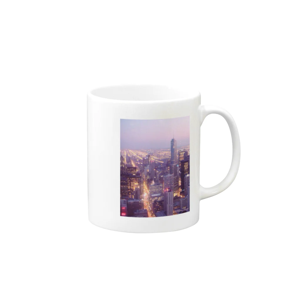 La Rose FleurのNight View in Chicago Mug :right side of the handle