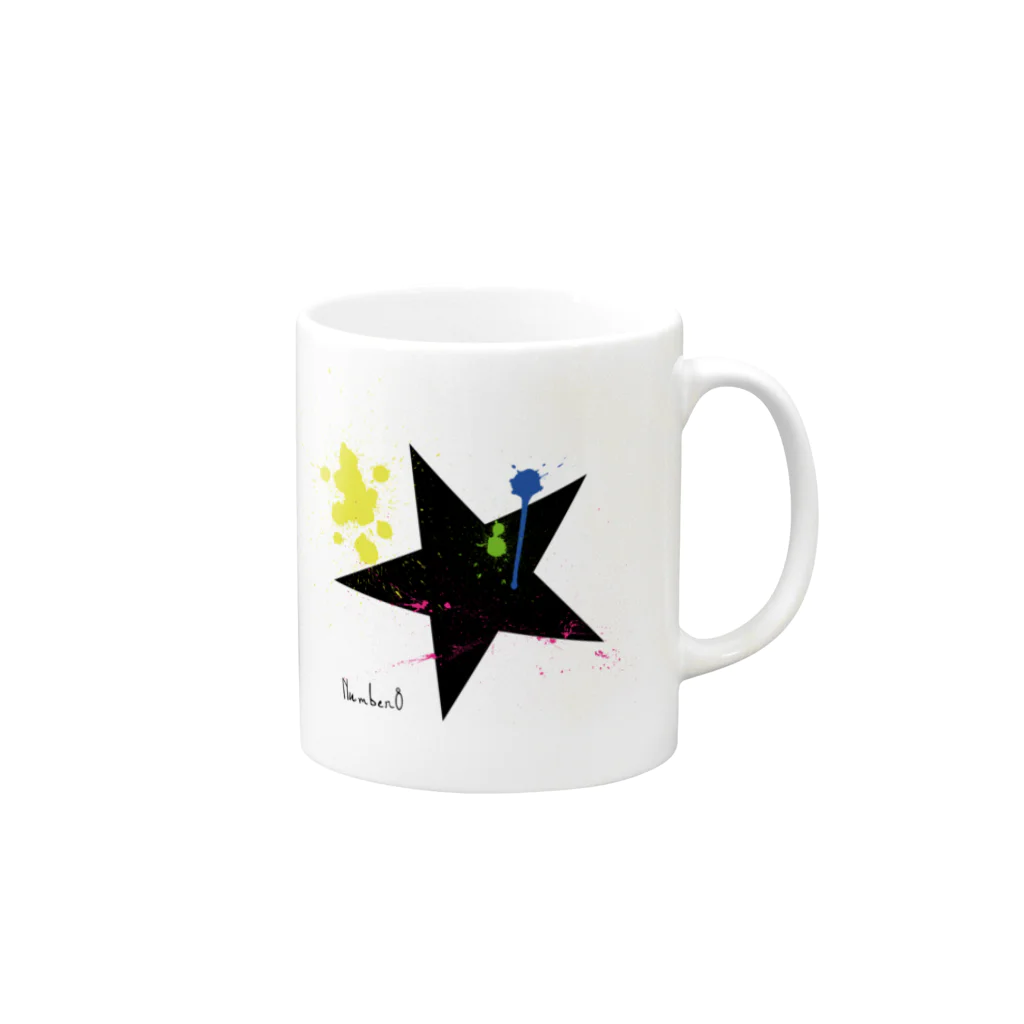 Number8（ナンバーエイト）のBIG STAR（星柄）ペイント Mug :right side of the handle