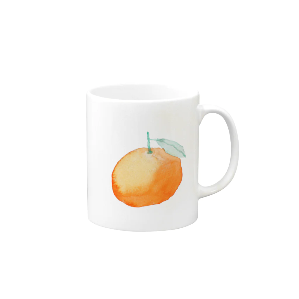 水彩フルーツの水彩 オレンジ マグカップの取っ手の右面