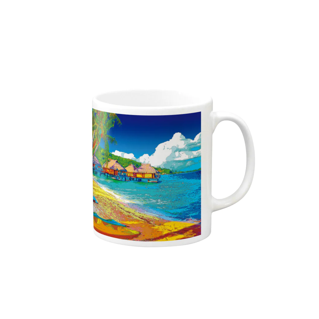 GALLERY misutawoのボラボラ島の水上バンガロー Mug :right side of the handle