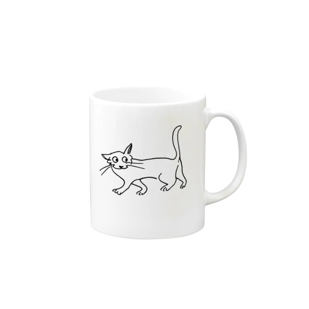 あったか毛布本店の歩く猫 Mug :right side of the handle