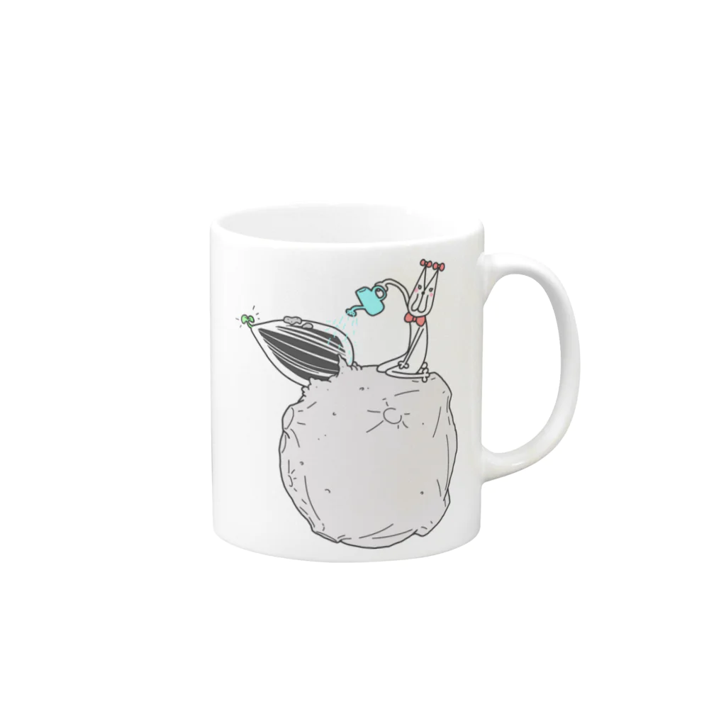 うーにゃ専門店のうさねこ惑星 Mug :right side of the handle