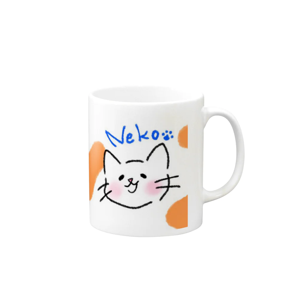 青とタバコと酒好きの三毛猫 Mug :right side of the handle