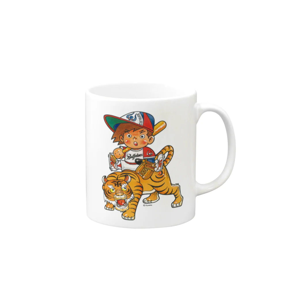 バッファ君  goods【近鉄バファローズ／1976-1996】の『虎！とら！トラ！』【バッファ君】 Mug :right side of the handle