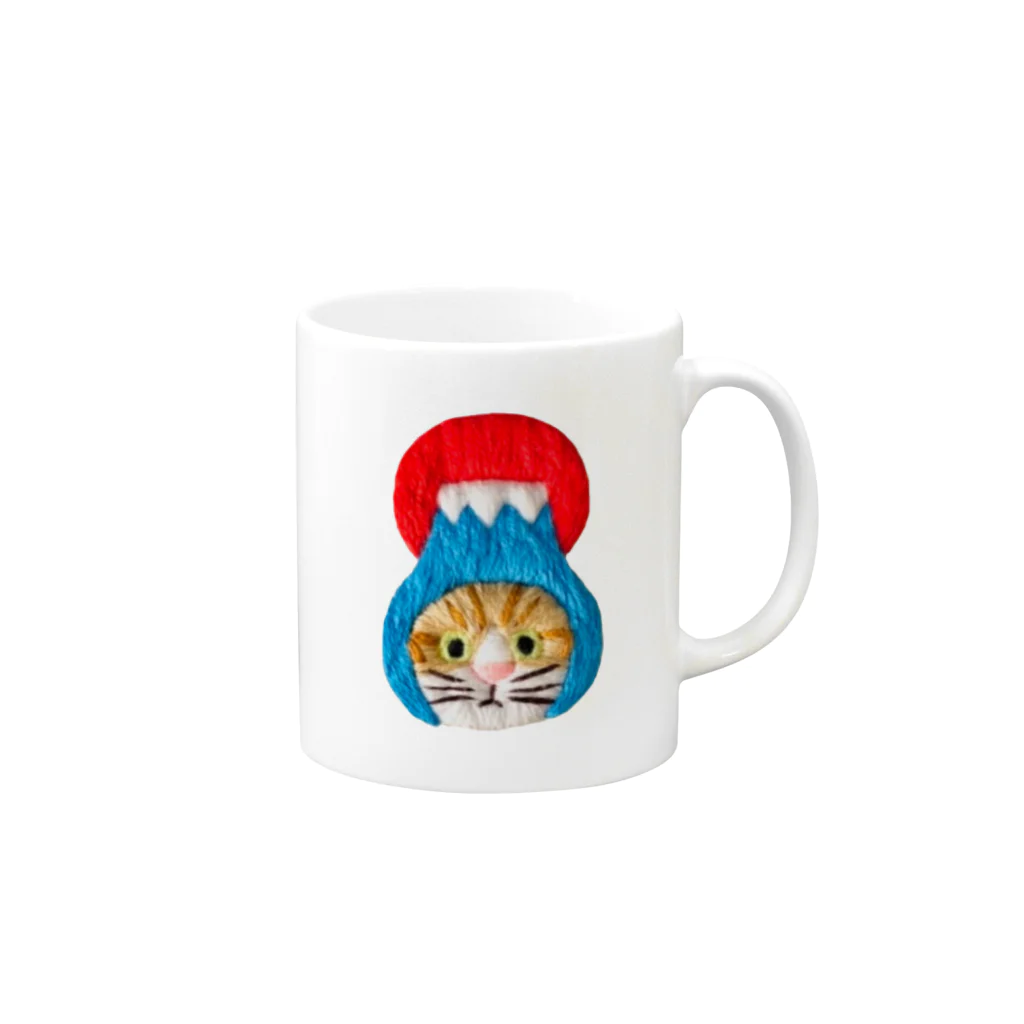 CHOPPIRIのかぶる猫[富士山(初日の出)ver.](茶白猫) Mug :right side of the handle