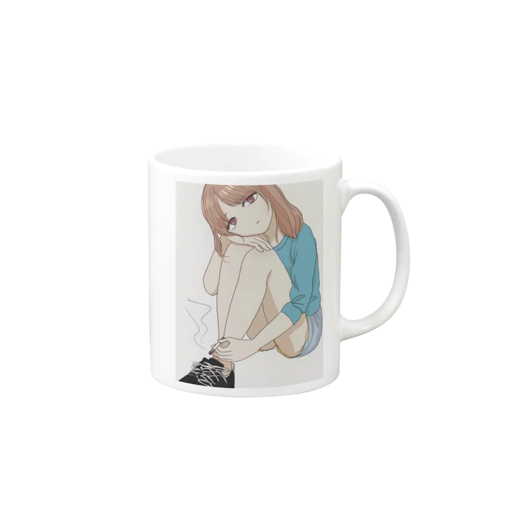 オタクアカウントのおんなのこのマグカップ Mug :right side of the handle