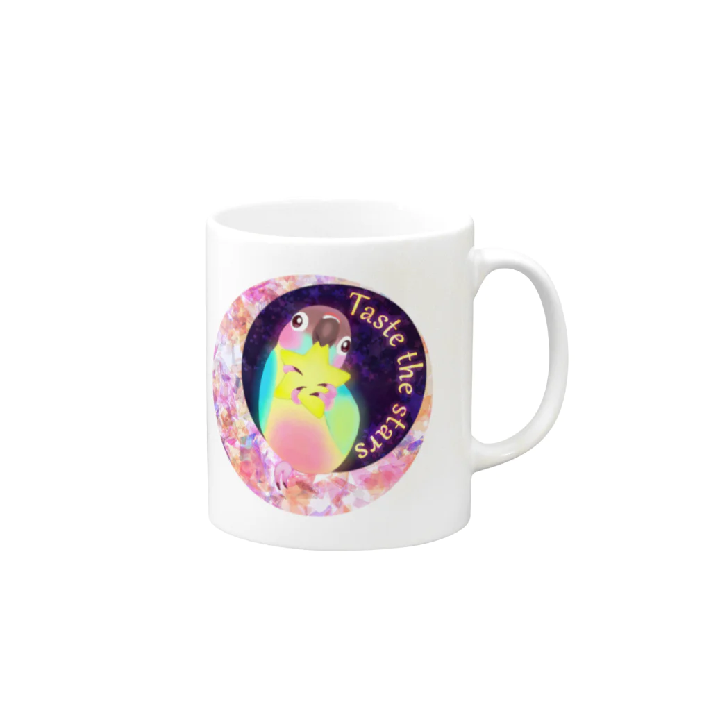 ウロコインコの旅暮らしのSweet star Mug :right side of the handle