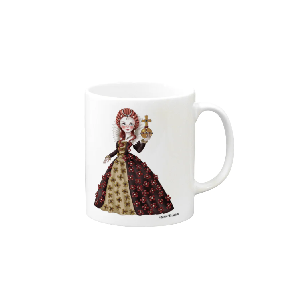 囁き女官の館のクイーン エリザベス Mug :right side of the handle