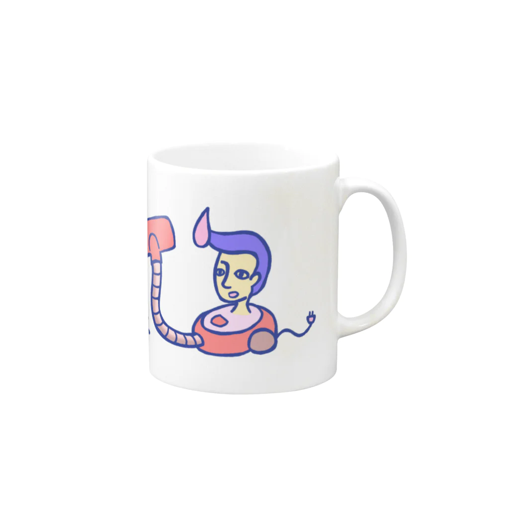 いーの！だめの?suzuri支店のリーゼント燃えてるよ 掃除機ファンシーVer. Mug :right side of the handle