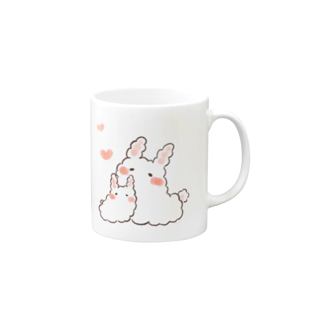 K.momokoのうさうし親子(うさぎのウミウシ) Mug :right side of the handle