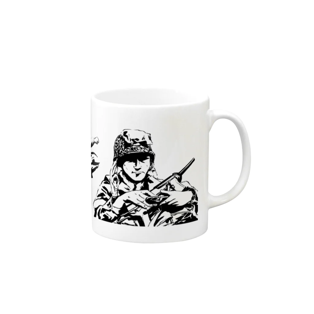 ミリタリー劇画スタンプのあんこの店の連合軍 Mug :right side of the handle