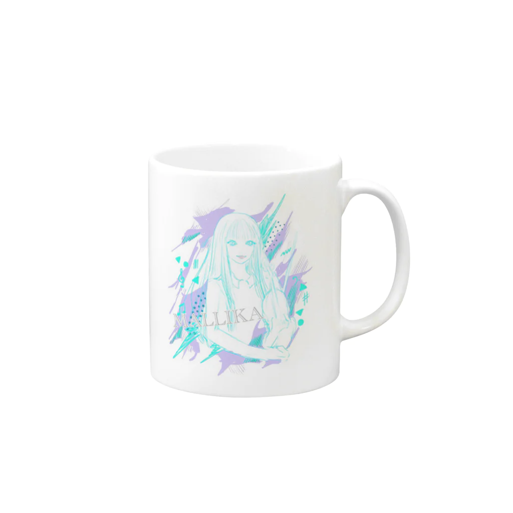 MALLIKA-ヴァイオリンと歌うSHOP-のMALLIKAオリジナルイラスト Mug :right side of the handle