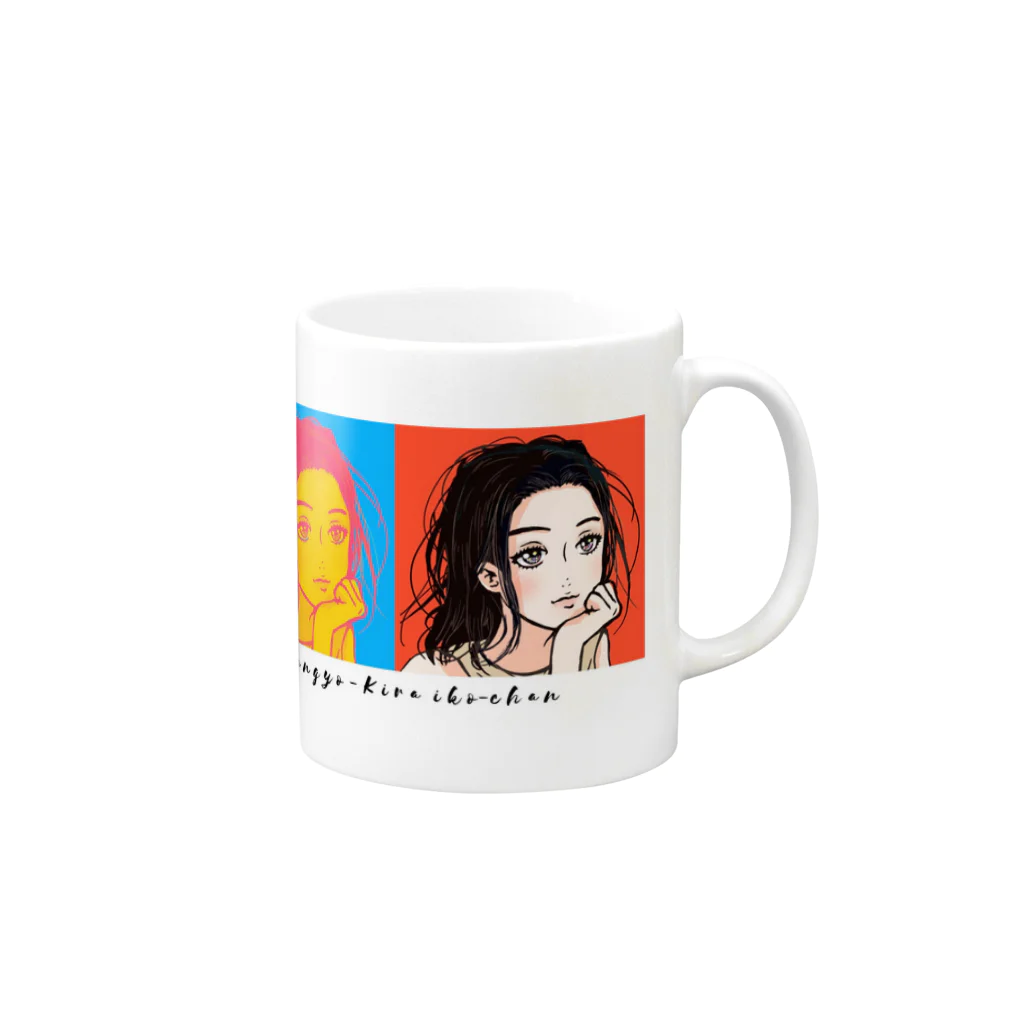 みちぽっぽ｜愛されアイテム屋の愛され残業キライ子ちゃん Mug :right side of the handle