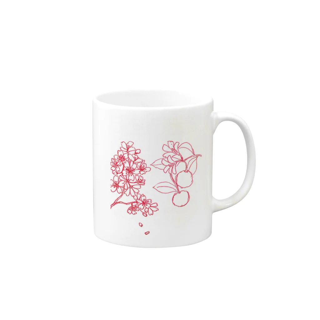 Etoile22Chauvesourisの柚と桜 "yuzu and sakura" Mug :right side of the handle