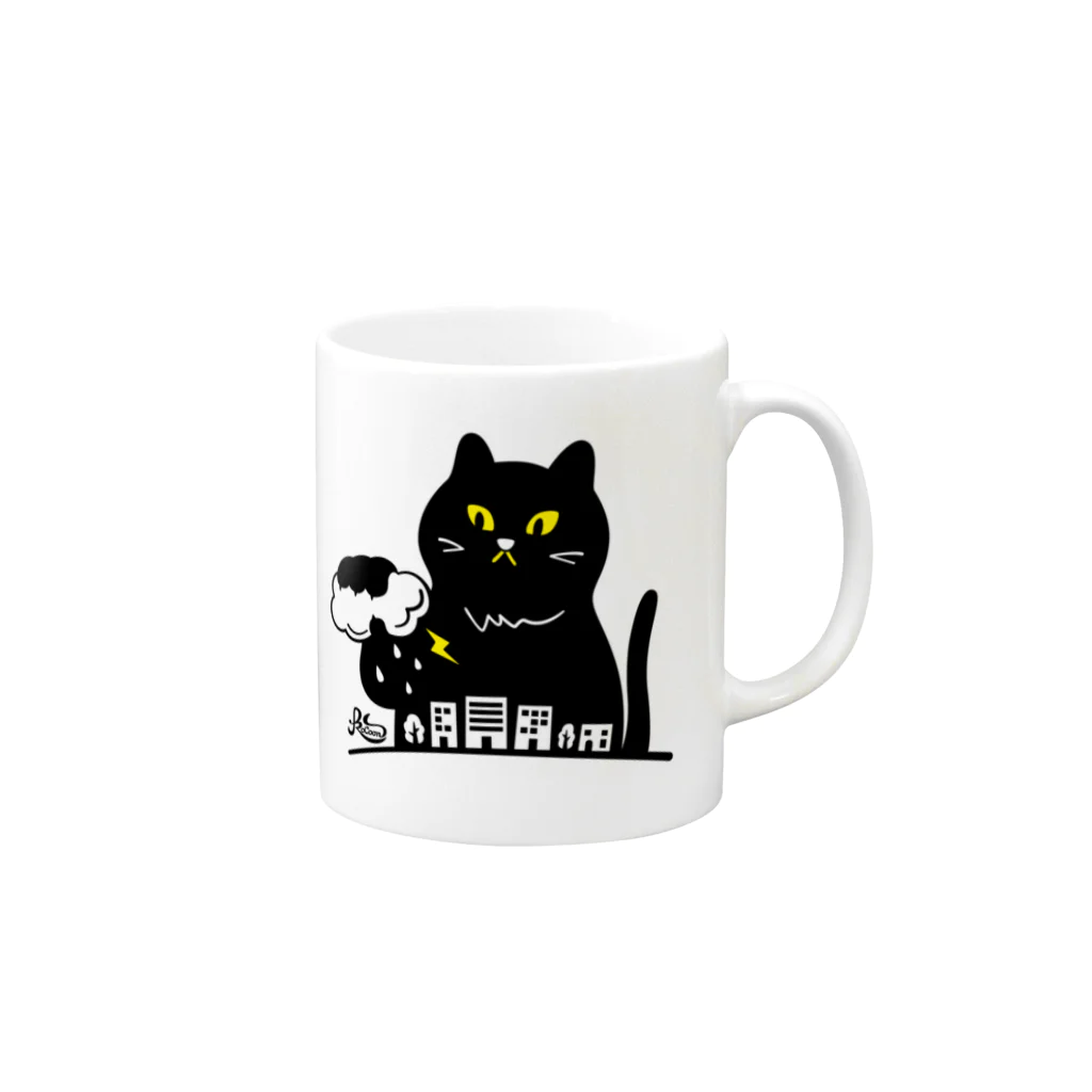 kocoon（コクーン）の嵐を招く黒猫 Mug :right side of the handle