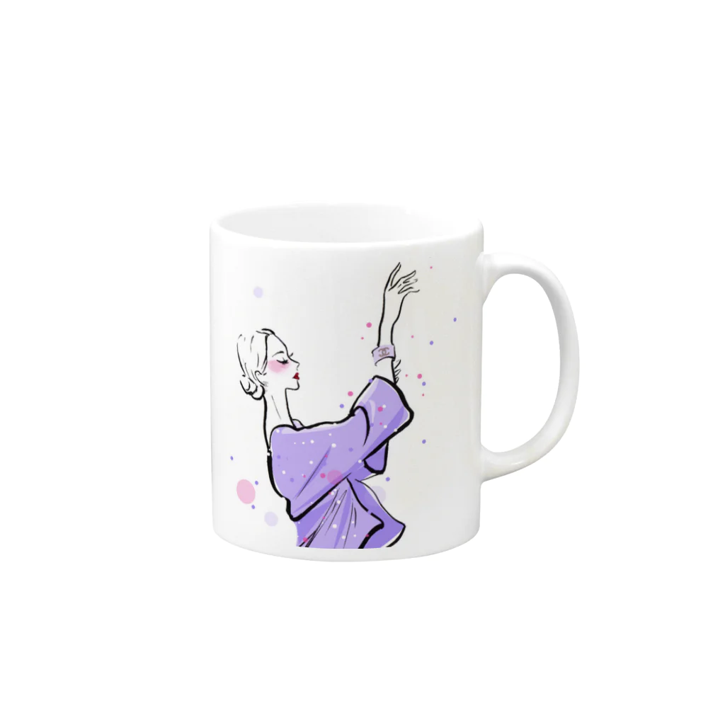 Jojo Yan | A Fashion Illustratorのバレリーナ Mug :right side of the handle