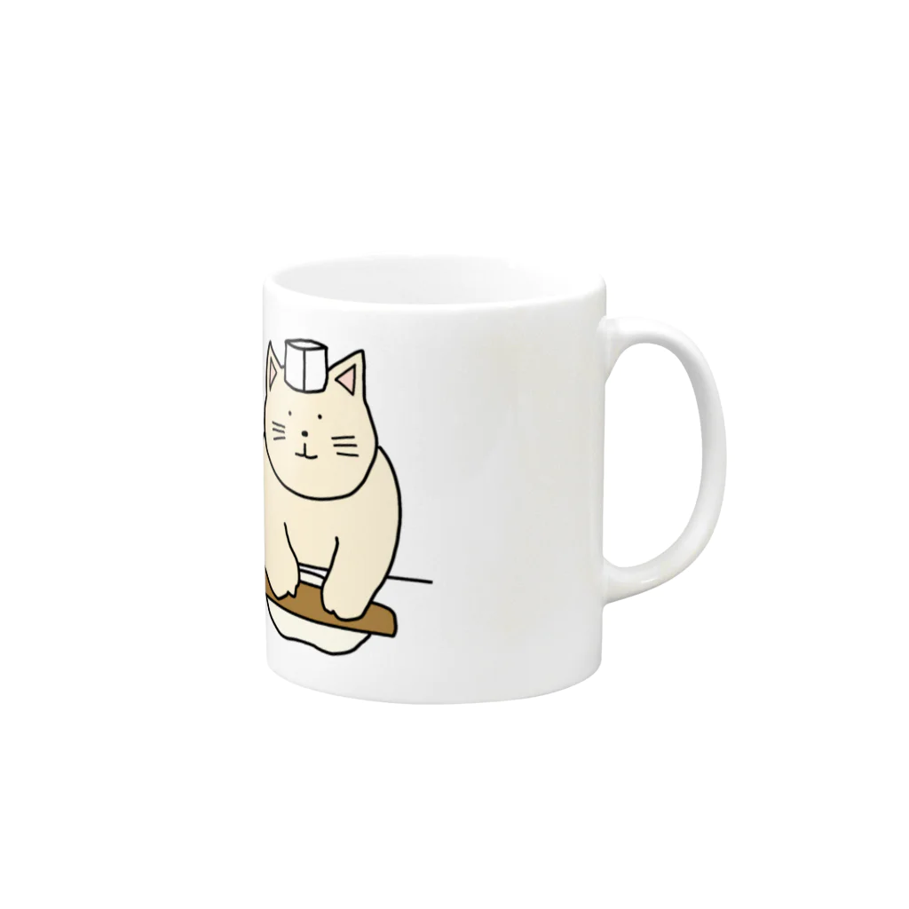 ＋Whimsyの蕎麦打ちねこ Mug :right side of the handle