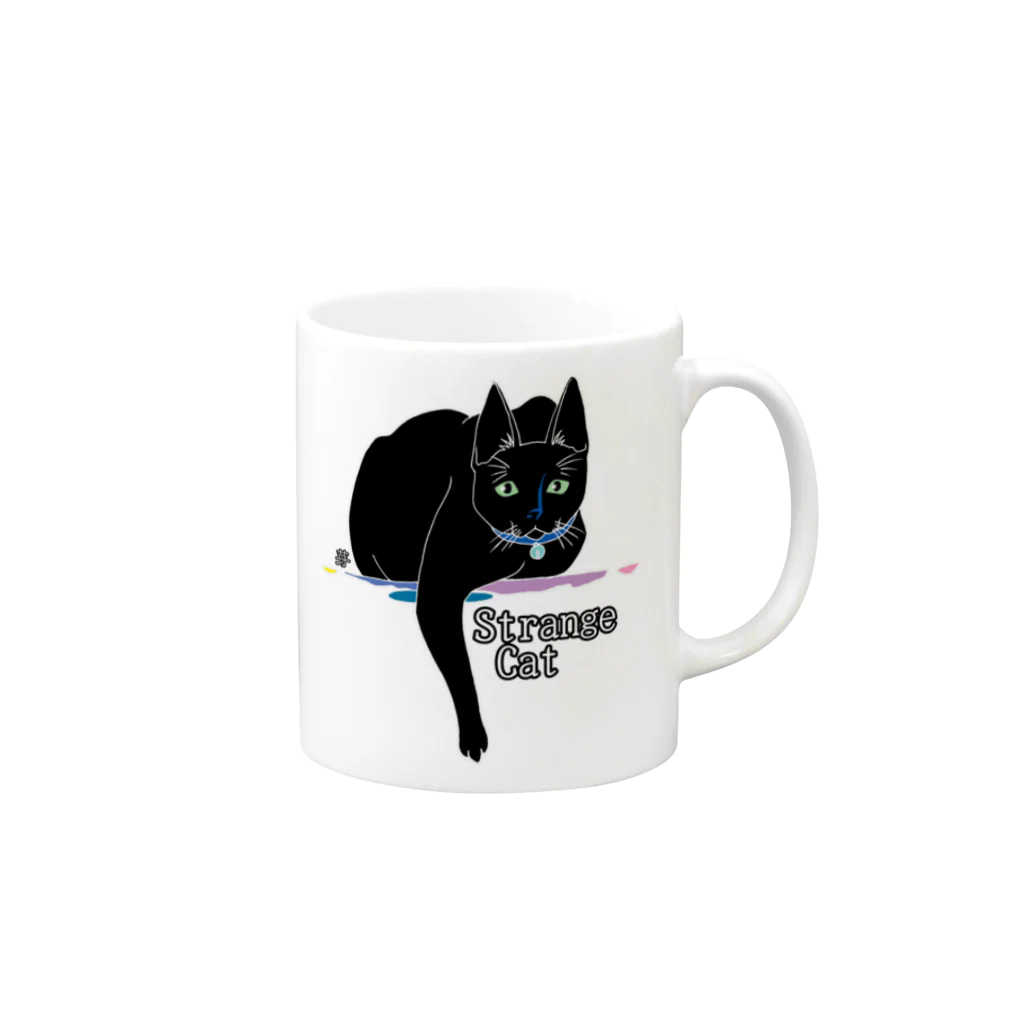 芽GUMONPEのStrange Cat Mug :right side of the handle