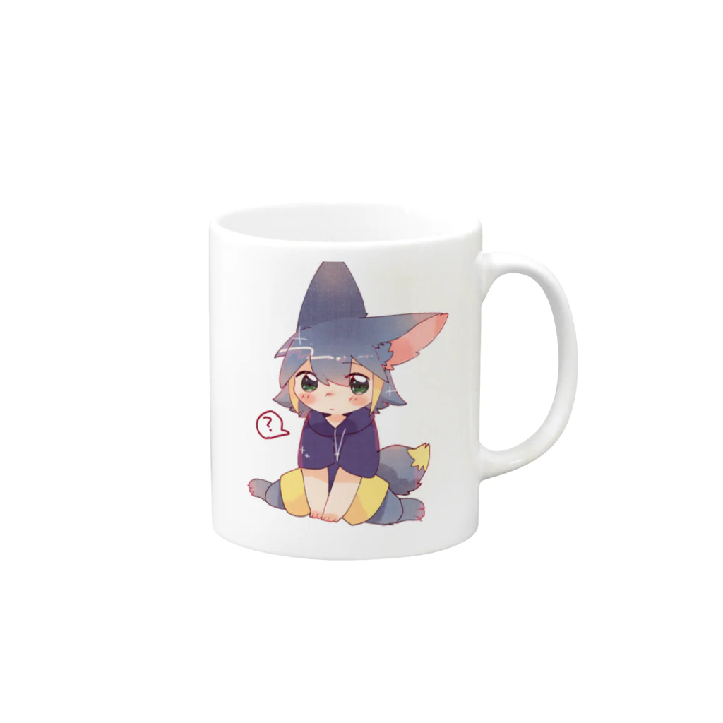 そっぽを向くのぺたん座りちゃん Mug :right side of the handle