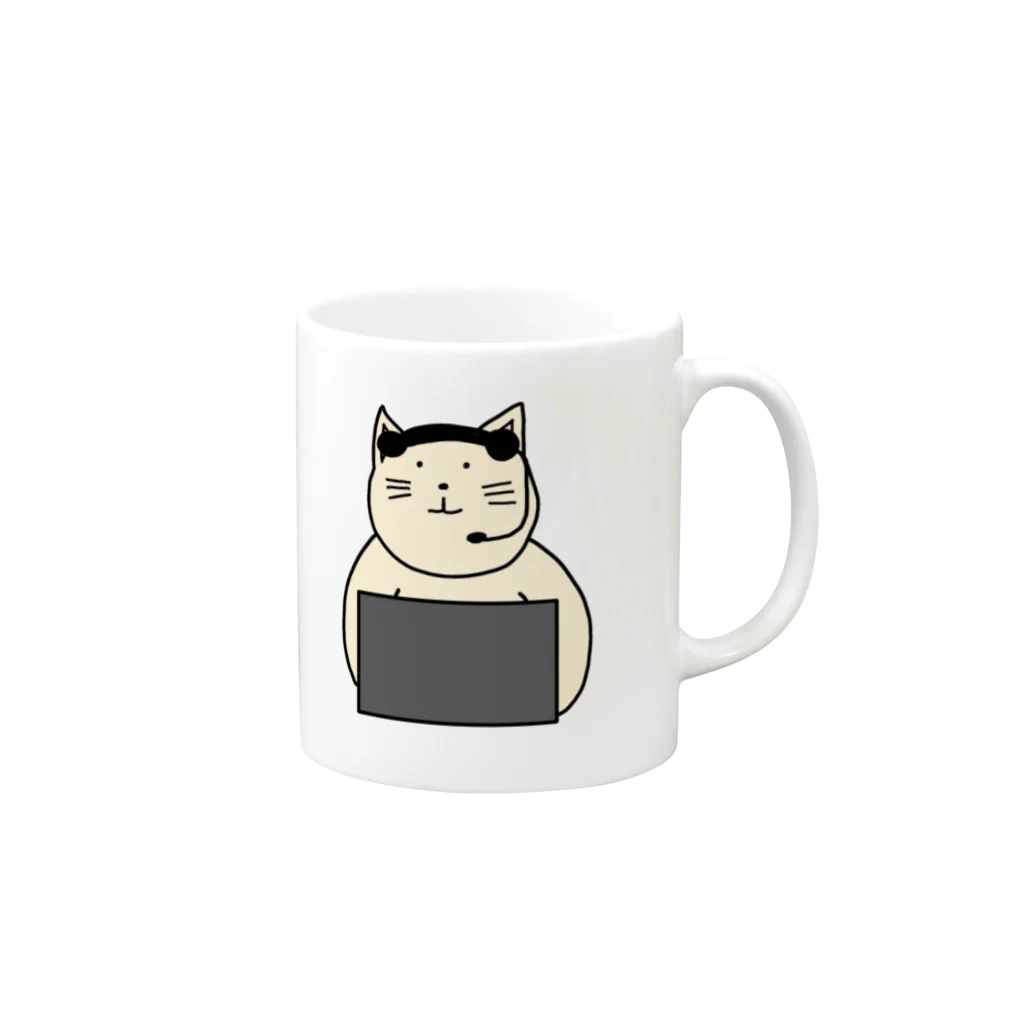 ＋Whimsyのコールセンターねこ Mug :right side of the handle