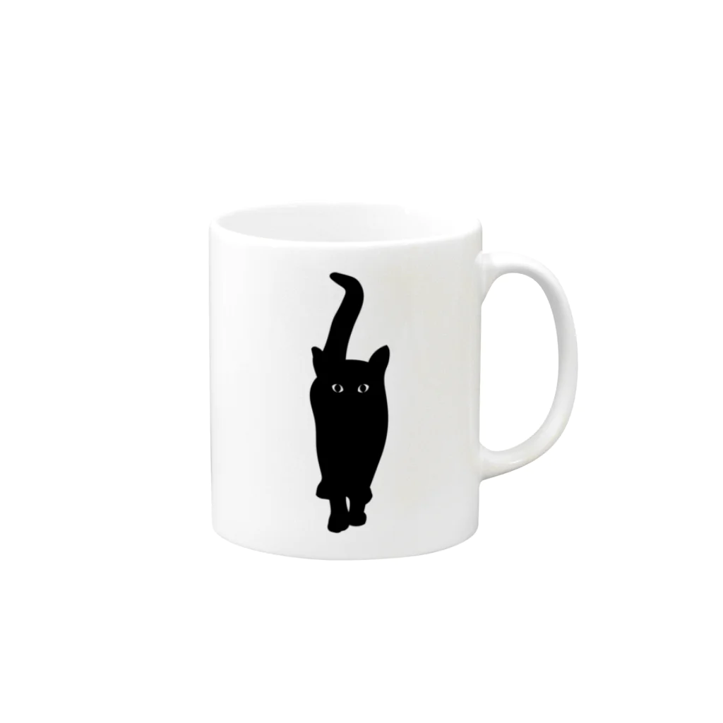 CyclingEXのねこシルエット Mug :right side of the handle