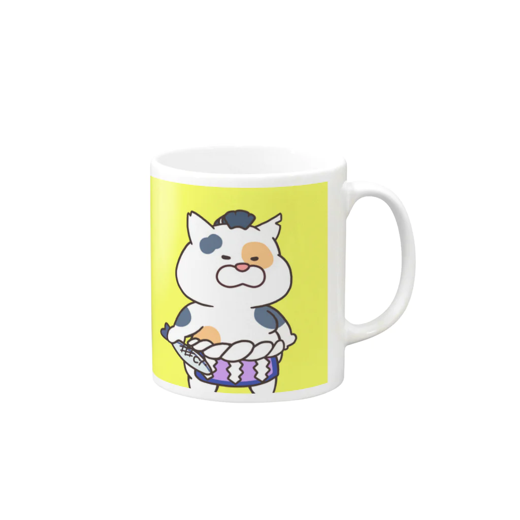 すもちゃん (Yohei Morimoto)のにゃん綱 太郎 Mug :right side of the handle