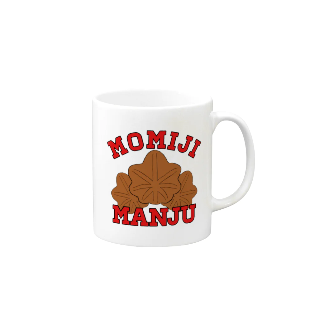 ヘンテコデザイン専門店　SYUNLABOのMOMIJI MANJU Mug :right side of the handle