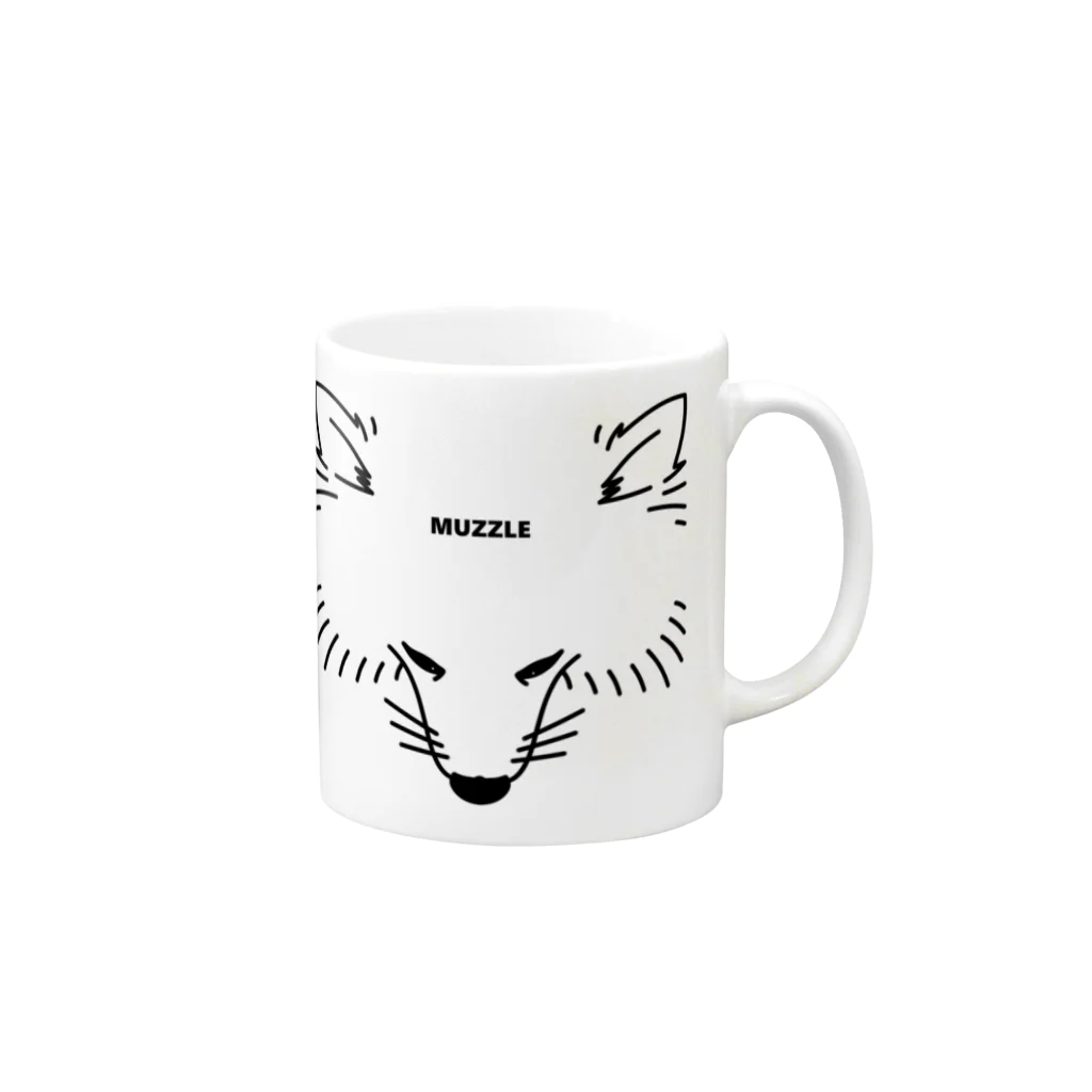 -White dog muzzle's shop-のWhite dog Muzzle collection Mug :right side of the handle