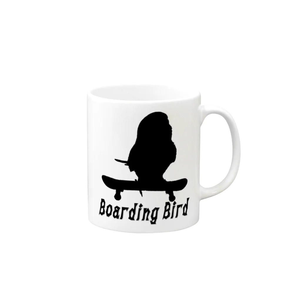 紅型キジムナー工房・コトリンチュのBoarding Bird Happy Mug :right side of the handle