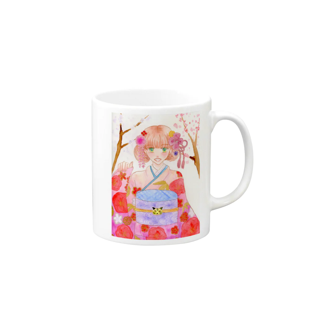 ユエのふりそで Mug :right side of the handle