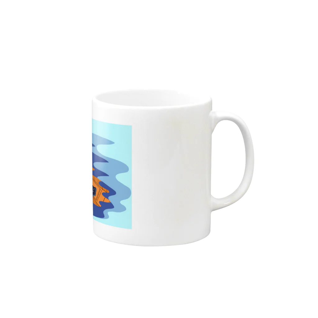 川魚親子の汽水域商店のシーラカンスとサウナ Mug :right side of the handle