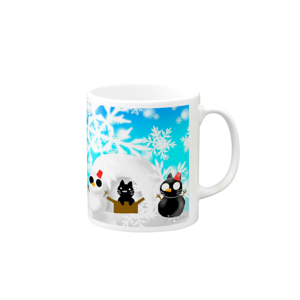 くろねこさんのくろねこさんと雪だるま Mug :right side of the handle