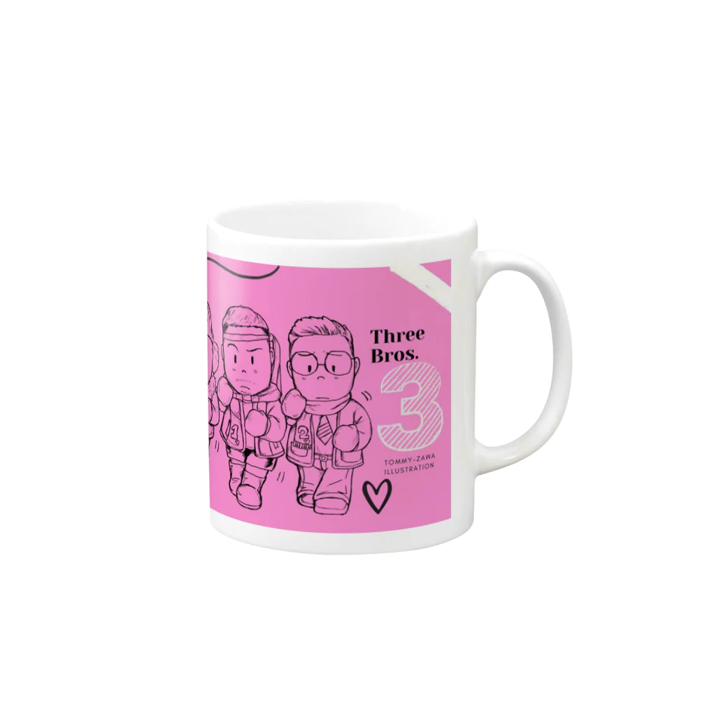 TOMMY★☆ZAWA　ILLUSTRATIONのLOVELY 3兄弟 Mug :right side of the handle