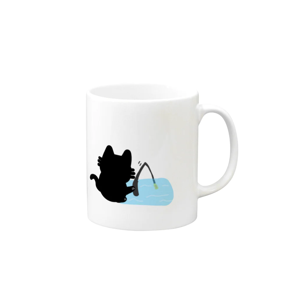 たまねこの釣り猫 Mug :right side of the handle