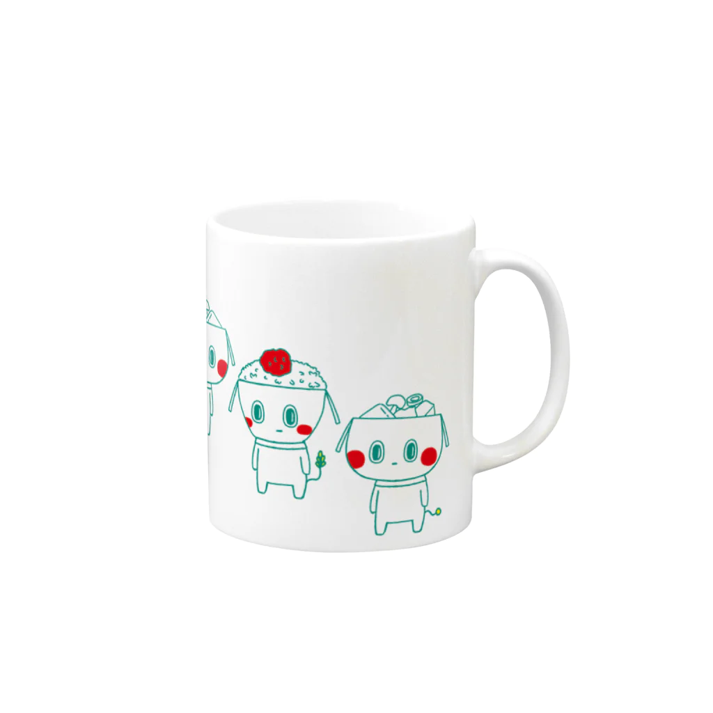 Aランチサラダ付SHOPのおワン！おちゃワン！ Mug :right side of the handle