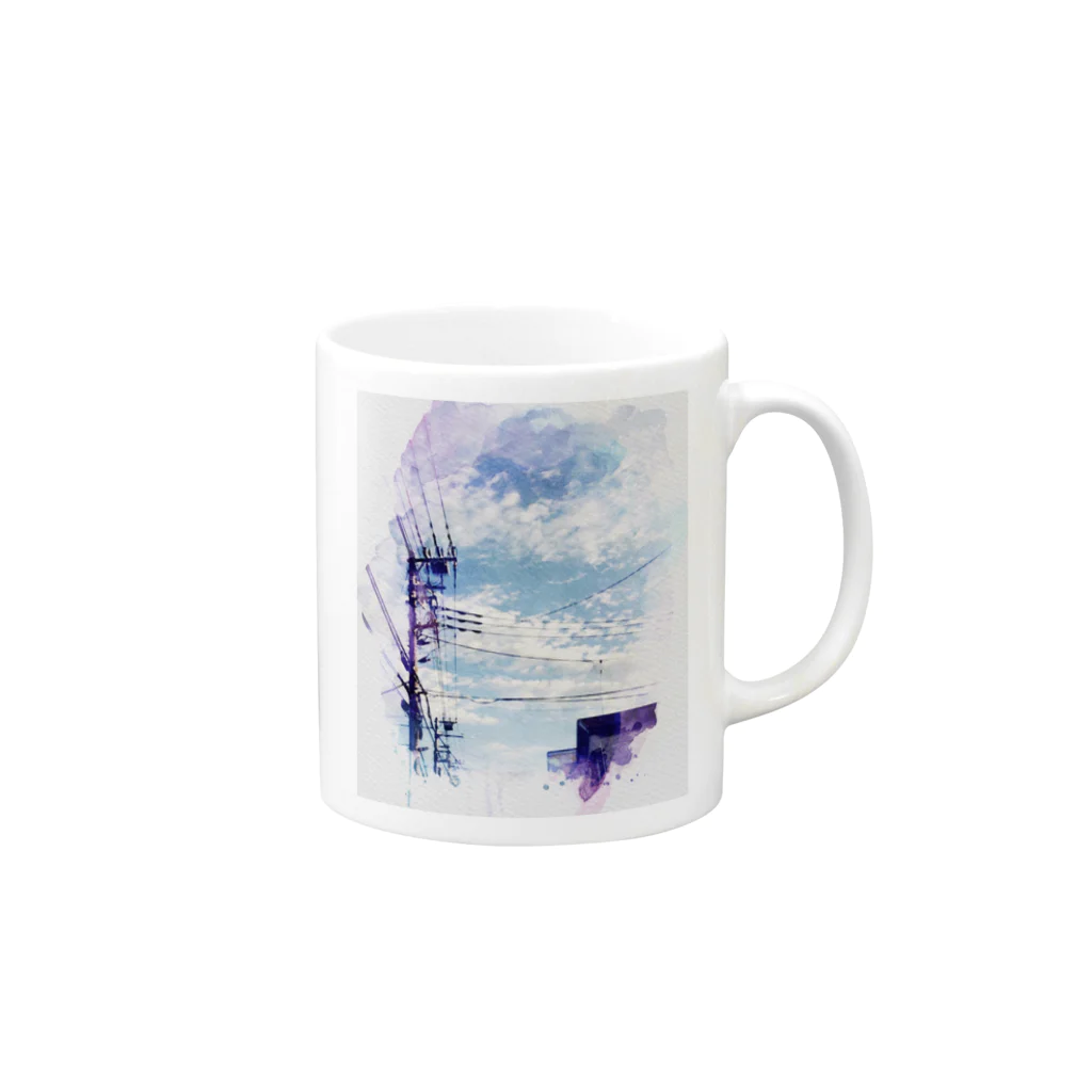 se-ra*の空色とひつじ雲 Mug :right side of the handle