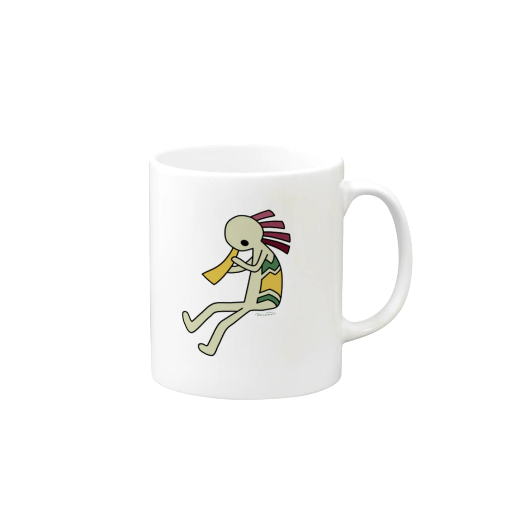 みみはんこ/消しゴムはんこのKokopelli Mug :right side of the handle