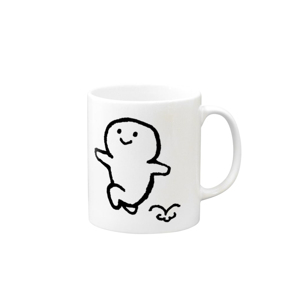 てがきですの屋さんのスキップ！ 丸さん Mug :right side of the handle